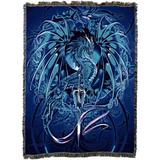 Pure Country Weavers Seablade Fantasy Dragon Cotton Blanket Cotton in Black/Blue, Size 72.0 H x 54.0 W in | Wayfair 8615-T