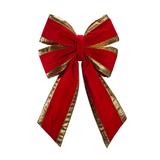 12" Red Velvet with Gold Trim Christmas Bow