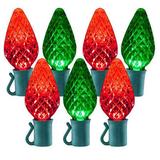 26 Light Red & Green C9 LED Christmas Lights - 8" Spacing