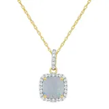 "10K Yellow Gold 7mm Cushion Gemstone Pendant Necklace, Women's, Size: 18"", White"