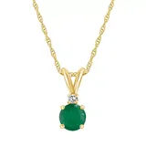 "14k Gold Emerald & Diamond Accent Pendant Necklace, Women's, Size: 18"", Green"