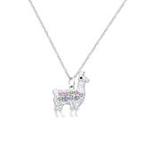 Chanteur Designs Girls' Necklaces white - Pink Crystal & Silvertone Llama Pendant