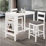Charlton Home® Mull 2 - Person Counter Height Dining Set Wood/Upholstered Chairs in Brown/White, Size 36.0 H in | Wayfair