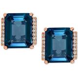 Amethyst (4-1/5 Ct. T.w.) And Diamond Accent Stud Earrings In 14k Gold - Blue - Macy's Earrings