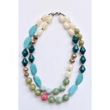 Anthropologie Jewelry | Anthropologie Double-Strand Beaded Necklace | Color: Green/White | Size: Os