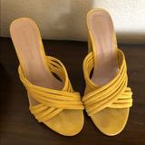 Anthropologie Shoes | Anthropologie | Yellow Suede Chunky Heel Mule | Color: Yellow | Size: 10
