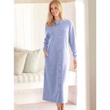Women's Plus Snap-Front Long Fleece Robe, Denim Heather XL