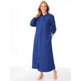 Women's Petite Snap-Front Long Fleece Robe, Royal Blue P-M