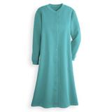 Women's Snap-Front Long Fleece Robe, Dusty Seafoam Green L Misses