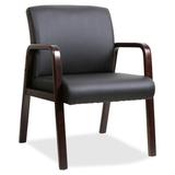 Lorell Leather Wood Frame Guest Chair in Espresso in Black | Wayfair LLR40201