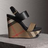 Burberry Shoes | Burberry House Check Leathersuede Platform Wedges | Color: Black/Brown | Size: 7