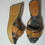 Coach Shoes | Coach Wedge Sandals Size 5.5 | Color: Blue/Tan | Size: 5.5