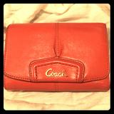 Coach Accessories | Coach Apricot Trifold Wallet | Color: Red | Size: Os