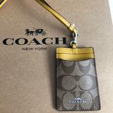 Coach Accessories | Authentic Coach Khaki Flax ( Mustard )Lanyard Nwt | Color: Gold/Tan | Size: Os