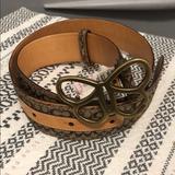 Coach Accessories | Coach Size Small Belt With Brass Butterfly Buckle | Color: Brown/Tan | Size: Small (39 Inches Total Length)