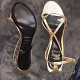 Burberry Shoes | Burberry New Gold Leather Strappy Heals | Color: Gold | Size: 8.5