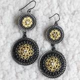 Anthropologie Jewelry | Dangling Costume Jewelry Blackgold Earrings | Color: Black/Gold | Size: Os