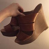 Coach Shoes | Brown Coach Leather Platform Slides | Color: Brown/Tan | Size: 8.5