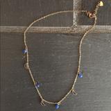 Brandy Melville Jewelry | Brandy Melville Moon And Bead Necklace | Color: Blue/Gold | Size: One Size