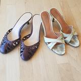Coach Shoes | Coach Ciara Kitten Heel Summer Sandals +1pair | Color: Green/Tan | Size: 7.5