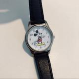 Disney Accessories | Mickey Mouse Leather Watch Kids | Color: Black/White | Size: Os