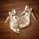 Coach Shoes | Coach Gold Leather Brynne Strappy Heels Sandals | Color: Gold | Size: 8.5