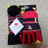 Disney Accessories | Mickey Glove Set | Color: Black/Red | Size: Ml