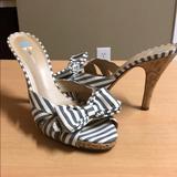 Anthropologie Shoes | Anthropologie Daniblack 4 Heels Sandal 9.5 | Color: Black/White | Size: 9.5