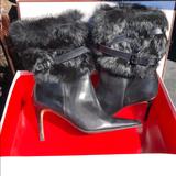 Coach Shoes | Coach High Heel Leather Boots With Fur | Color: Black | Size: 9
