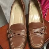 Coach Shoes | Coach Loafer Heels | Color: Brown/Silver | Size: 8.5