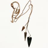 American Eagle Outfitters Jewelry | Long Metallic Heart Icicle Drop Necklace | Color: Gold/Silver | Size: Os