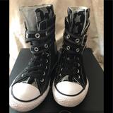 Converse Shoes | Girls Converse Black High Tops Stars Sz 2 | Color: Black/White | Size: 2 Juniors