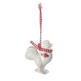 Kurt Adler Porcelain Rooster Animal Hanging Figurine Ornament Plastic in Gray/Pink/Red, Size 2.5 H x 2.0 W x 2.0 D in | Wayfair YWAYC4766C