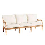 Ceylon Teak Sofa 6-Piece Replacement Cushion Set Canopy Stripe Kiwi/Sand Sunbrella - Ballard Designs