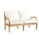 Ceylon Teak Loveseat 4-Piece Replacement Cushion Set Canopy Stripe Azure/White Sunbrella - Ballard Designs