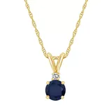 "14k Gold Sapphire & Diamond Accent Pendant Necklace, Women's, Size: 18"", Blue"