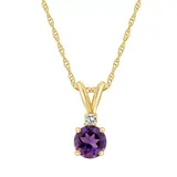 "Celebration Gems 14K Yellow Gold 6mm Round Gemstone & Diamond Accent Pendant Necklace, Women's, Size: 18"", Purple"