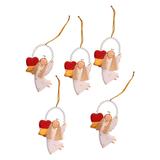 Loving Angels,'Heart-Themed Wood Angel Ornaments in White (Set of 5)'