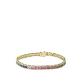 Effy® 5/8 ct. t.w. Diamond and 6.46 ct. t.w. Multi Sapphires Bracelet in 14k Yellow Gold, 7.25 in