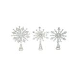 Transpac Holiday Treetopper - Glitter Snowflake Metal Tree Topper - Set of Three