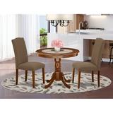 Alcott Hill® Consuelo 2 - Person Rubberwood Solid Wood Dining Set Wood/Upholstered Chairs in Brown, Size 30.0 H in | Wayfair