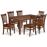 Alcott Hill® Lavonne 7 - Piece Solid Wood Dining Set Wood/Upholstered Chairs in Brown | Wayfair 065D4DD060584B39906591B2B4C4F23D