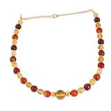Wine Garland,'Gold Plated Amber and Agate Beaded Necklace from Mexico'