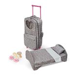 Badger Basket Doll Accessories Gray/Pink - Gray Star Travel & Tour Trolley Carrier Set for 18'' Dolls