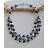 My Gems Rock! Women's Necklaces Blue - Lapis & Cultured Pearl Triple Strand Necklace