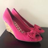 American Eagle Outfitters Shoes | American Eagle Pink Peeptoe Wedge Heels | Color: Pink | Size: 8