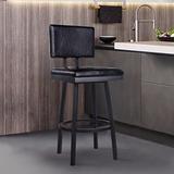 Williston Forge Nakagawa Bar & Counter Swivel Stool Upholstered/Leather in Black, Size 39.5 H x 19.5 W x 18.5 D in | Wayfair