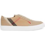 Check Detail Leather & Canvas Sneaker - Brown - Burberry Sneakers