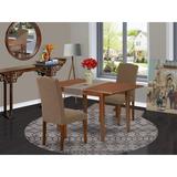 Winston Porter Arellanes 3 Piece Extendable Solid Wood Dining Set Wood/Upholstered Chairs in Brown | Wayfair 7EA906942C72420BA7562A9D0A72E6A8