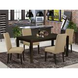 Winston Porter Siratro 5 - Piece Rubberwood Solid Wood Dining Set Wood/Upholstered Chairs in Brown | Wayfair B84B9058870D4143B7DE003C990C8356
